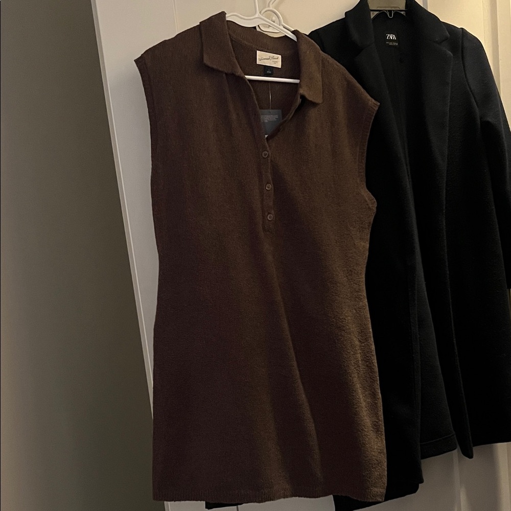 Brown Collared Sweater Dress